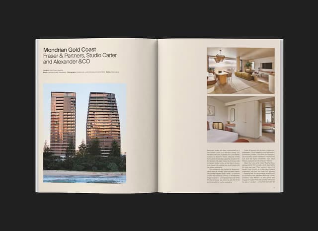 Mondrian Gold Coast feature spread, Fraser & Partners with Studio Carter and Alexander &CO.