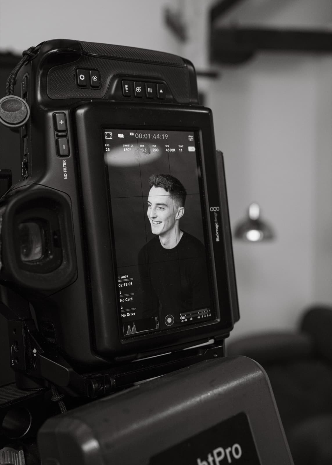 Lucky Boy on a studio shoot, behind the camera
