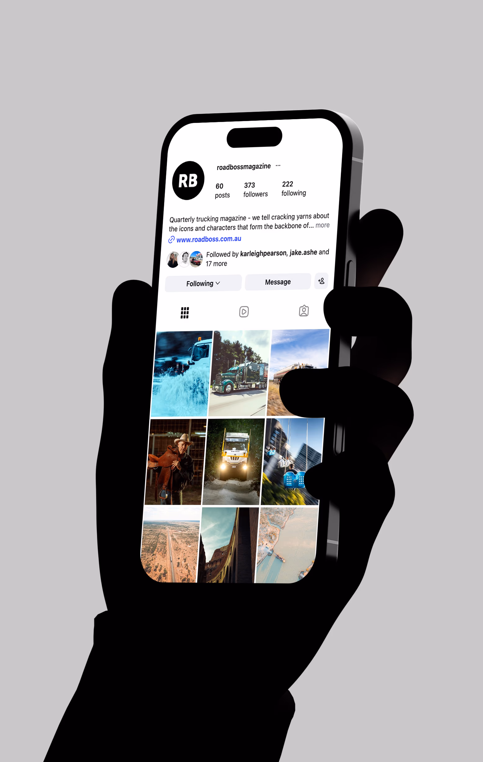 ROADBOSS Magazine Instagram profile on mobile